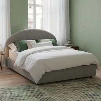 Dmora Dmora - Cama Matrimonial Dekon, Cama Contenedor Con Revestimiento De Tela, 100% Made In Italy, Apertura Frontal, Adecuado Para Colch&oacute;n Cm 160x200, Gri