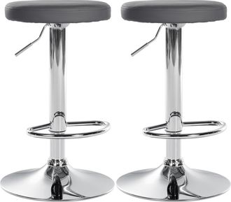 Clp Clp - Set De 2 Taburetes De Bar Ponte En Polipiel Gris Metal Cromado