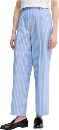 Karl Lagerfeld Gestreepte Pantalons met Plooien - Dames - Wijde Broeken - Blauw - L - Katoen - Broeken