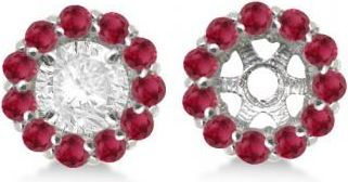 Allurez Round Ruby Earring Jackets for 5mm Studs 14K White Gold (1.08ct)