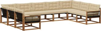 vidaXL Conjunto De Sof&aacute;s De Exterior 9 Uds. Natural Y Beige Vidaxl