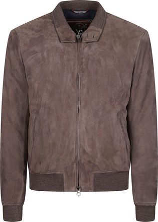 STEWART Nuvola Minimalistic Brown Leather Bomber Jacket