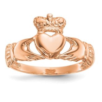 Diamond2Deal 14k Rose Gold Polished Claddagh Ring