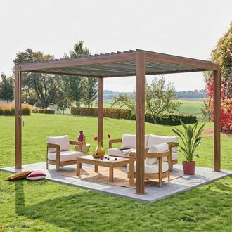 Sweeek Louvered Pergola Aluminium 4 X 3m in Brown