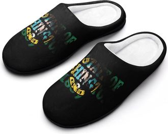 Generic Flag of Washington Mens Soft Cotton Slippers with Memory Foam Anti-skid House Shoes for Travel Indoor Outdoor