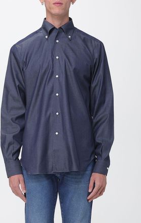 Luciano Barbera Cotton Shirt with Button-Down Collar and Long Sleeves