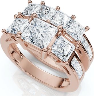 Pompeii3 3 1/2Ct Princess Cut Diamond Engagement Ring Set 14k Gold or Platinum Lab Grown