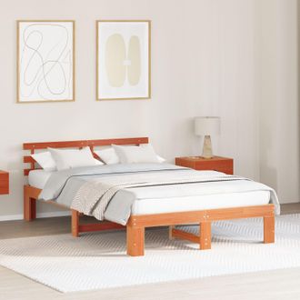 Berkfield Home Pine Wood Bed Frame Wax brown Solid wood 120 x 190 cm