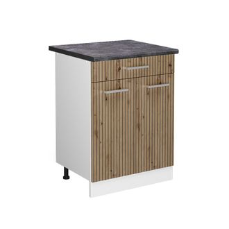 Vicco Mueble Bajo De Cocina R-line, Roble Artesanal, 60 Cm Con Caj&oacute;n, Et Antracita