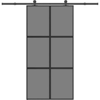 vidaXL Puerta Corredera Set Herrajes Vidrio Templado Aluminio