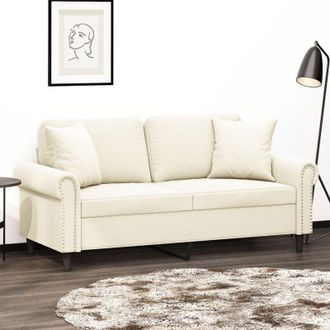 vidaXL vidaXL Divano a 2 Posti con Cuscini Crema 140 cm in Velluto
