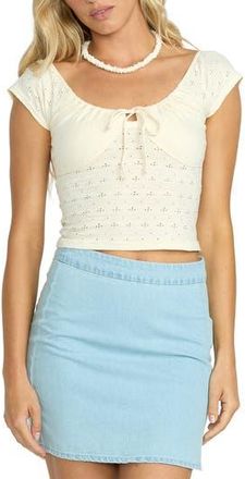 Billabong Mia Eyelet Crop Top in Whitecap at Nordstrom Rack, Size X-Large