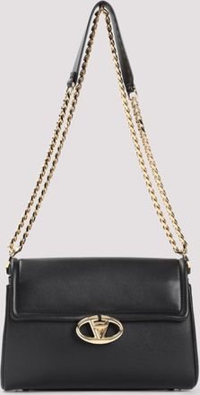 Valentino Garavani Black VLogo Signature-plaque shoulder bag