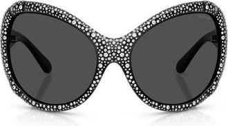 Swarovski 72mm Butterfly Sunglasses in Dark Grey /Dark Grey at Nordstrom