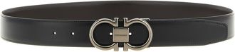 Ferragamo Black Solid Reversible Belt