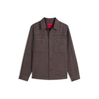 HUGO BOSS Cropped oversized-fit shirt in houndstooth cotton
