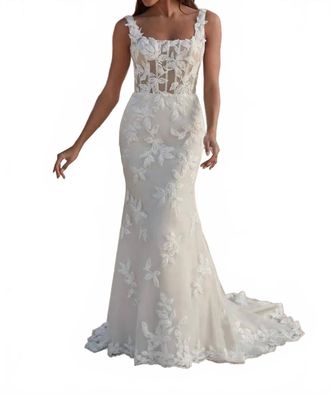 Justin Alexander Beaded Lace & Tulle Wedding Dress In Ivory