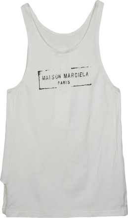 Maison Margiela White Viscose-Blend Logo Tank Top