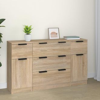 vidaXL Vidaxl - Set De Aparador 3 Pzas Madera Contrachapada Color Roble Sonoma