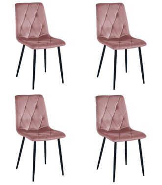 OEM Silla Libra - Terciopelo Rosa / Patas Negras X 4