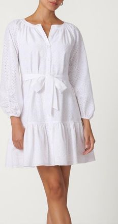 Shoshanna Classic Cotton Eylet Andi Dress in Optic at Nordstrom, Size 10