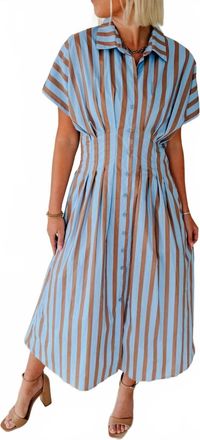 THML Clothing Fall Social Striped Button Up Maxi Dress In Multi