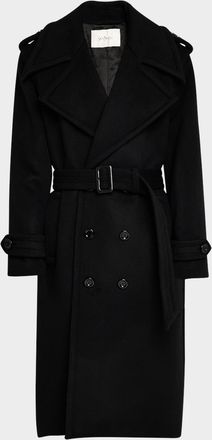 Saint Laurent Mens Double-Breasted Overcoat