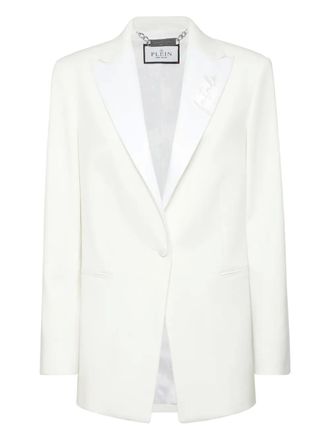 Philipp Plein Blazer met geborduurde satijnen revers - Wit