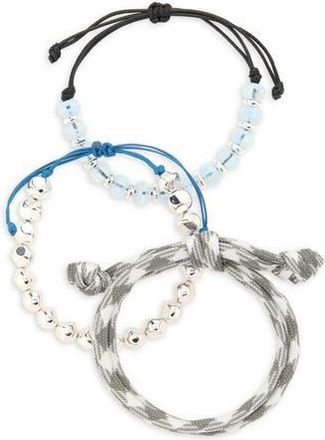Leith 3-Pack Beaded Paracord Slider Bracelets in Blue Multi- Silver at Nordstrom Rack