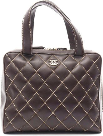 Chanel Wild Stitch Handbag Brown Leather