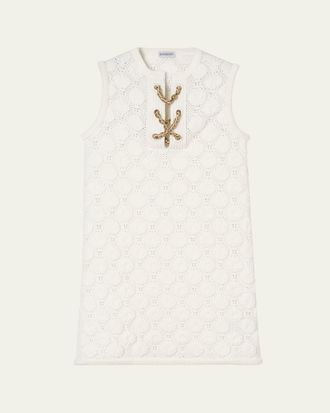 Burberry Brittany Chain Lace-up Crochet Mini Dress