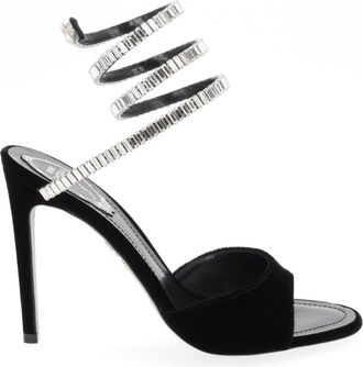 Rene Caovilla Cleo Spark Spiral Ankle Strap Velvet Sandals