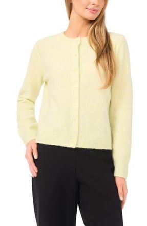 Halogen Fuzzy Crewneck Cardigan in White Jade at Nordstrom Rack, Size X-Small