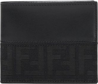 Fendi FF Jacquard Bi-fold Portemonnee - Heren - Accessoires - Zwart - Maat: ONE Size Katoen
