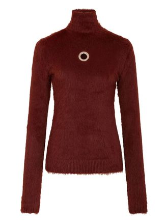 Paco Rabanne eyelet-detail long-sleeves sweater - women - Polyamide - L - P213 RED