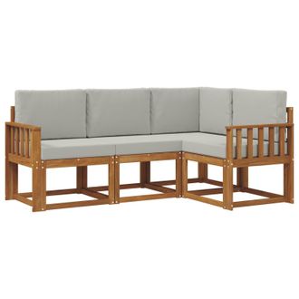 vidaXL Conjunto De Sof&aacute;s De Exterior 4 Pcs Gris Natural Y Claro Vidaxl