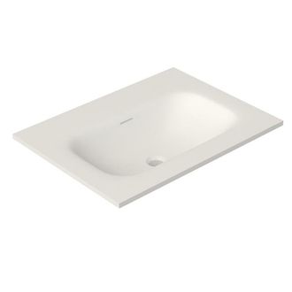Saniclass Flow Meubelwastafel - 61x46x1.5cm - overloop - 1 wasbak midden - zonder kraangaten - solid surface wit mat
