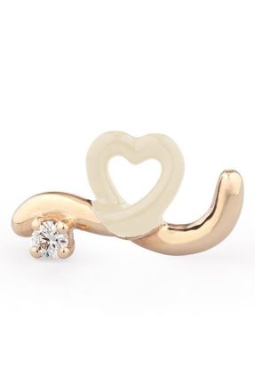 Bea Bongiasca Enamel & Diamond Single Stud Earring in Cream at Nordstrom