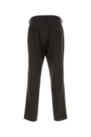 Prada Mens Embroidered Glencheck Pant Tundra Exterior: Virgin Wool Pantaloni