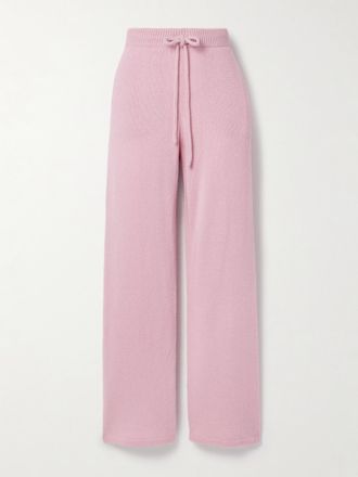 The Elder Statesman Pantaloni Sportivi A Gamba Larga In Cashmere - Grigio