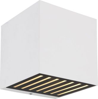 Globo Lighting Illi Aplique de pared exterior Up Down blanco mate IP54 pantalla de cristal transparente LED 3000K