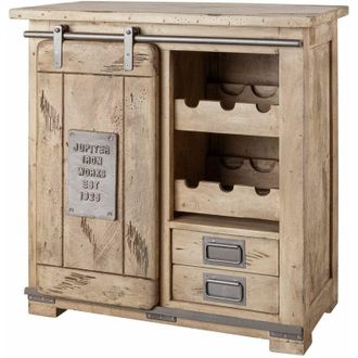 Massivmoebel24 Porta bottiglie in legno di Mango 80x40x82 sbiancato laccato railway 340