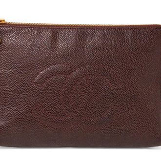 Chanel Bordeaux Leather Pouch (Pre-Owned)