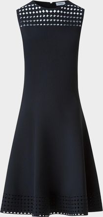Akris Dot Lace Sleeveless A-line Knit Dress