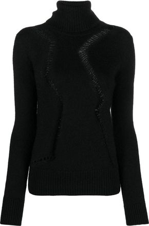 Saint Laurent cut-out roll-neck jumper - women - Polyamide - L - Black