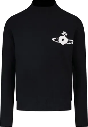 Vivienne Westwood Fitted Crewneck Sweater with Intarsia Logo Detail