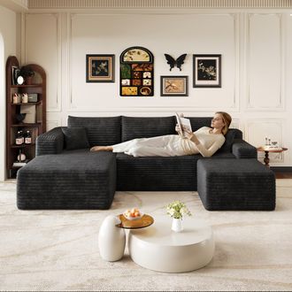 STILVORA 241 Cm Sof&aacute; Con Motivo De Nubes, Sof&aacute;s Modernos Y Minimalistas Tapizados, C&oacute;modo Sof&aacute; En Forma De L Para El Sal&oacute;n, Asiento Profundo Con Esquina, Sin M