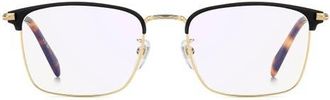 David Beckham 54mm Rectangular Optical Glasses in Matte Black Gold/Blue Sp at Nordstrom