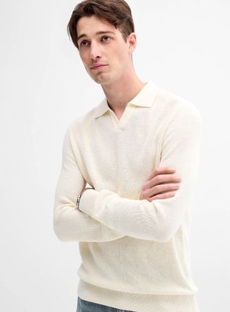 Le 31 Mens Rib-knit Johnny-collar sweater