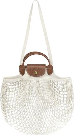 Longchamp Le Pliage Filet handtas - Dames - Tassen - Wit - Maat: ONE Size Katoen